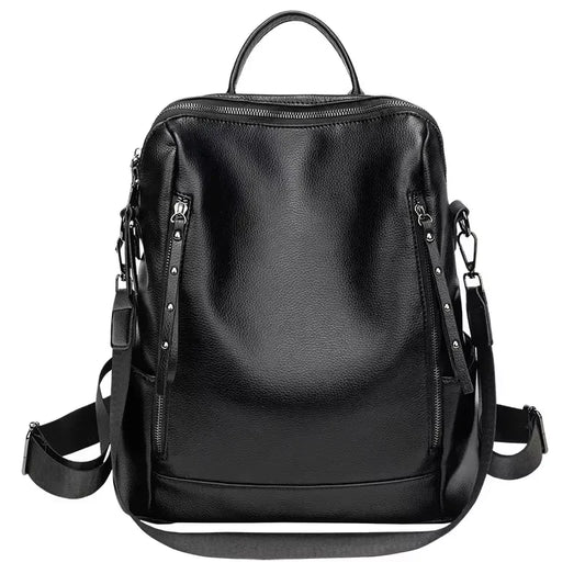 Genuine Leather Brand Backpack for Women 2025 New Fashion Travel Bagpack High Quality School Bags Casual Ladies Shoulder Bag Sac