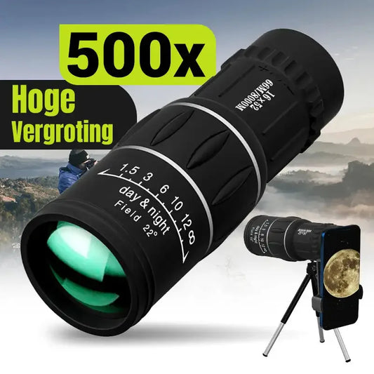 16x52 Monocular Telescope High Output Dual Focus Optical Zoom Scope High Magnification Long Range Night Vision Telescope