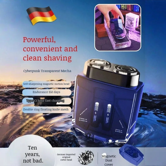 Men's portable magnetic double head electric shaver TYPE-C Charging Waterproof Digital Wet Dry Double Shaving Shaver