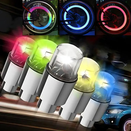 Car Hub Ambient Light Bicycle LED Tire Lights Universal Car Neon Lamp Valve Cover Lights Tire Colorful Flashing Bulb Decoration